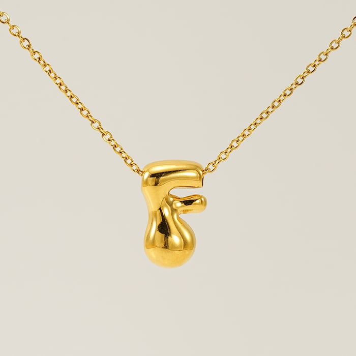 1 Piece Simple Series Daily Letter F Titanium Steel  Gold Color Unisex Pendant Necklaces 